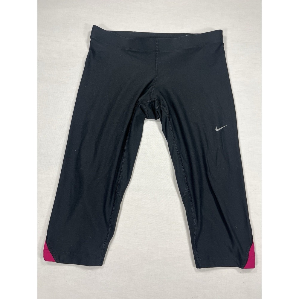 Nike Dri-Fit Capri Running Leggings Womens Small Black Orange Pink Athletic Crop